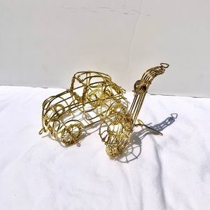 RARE Vintage Metal Wire Car & Saxophone Handmade Sculpture Toy or Bookshelf